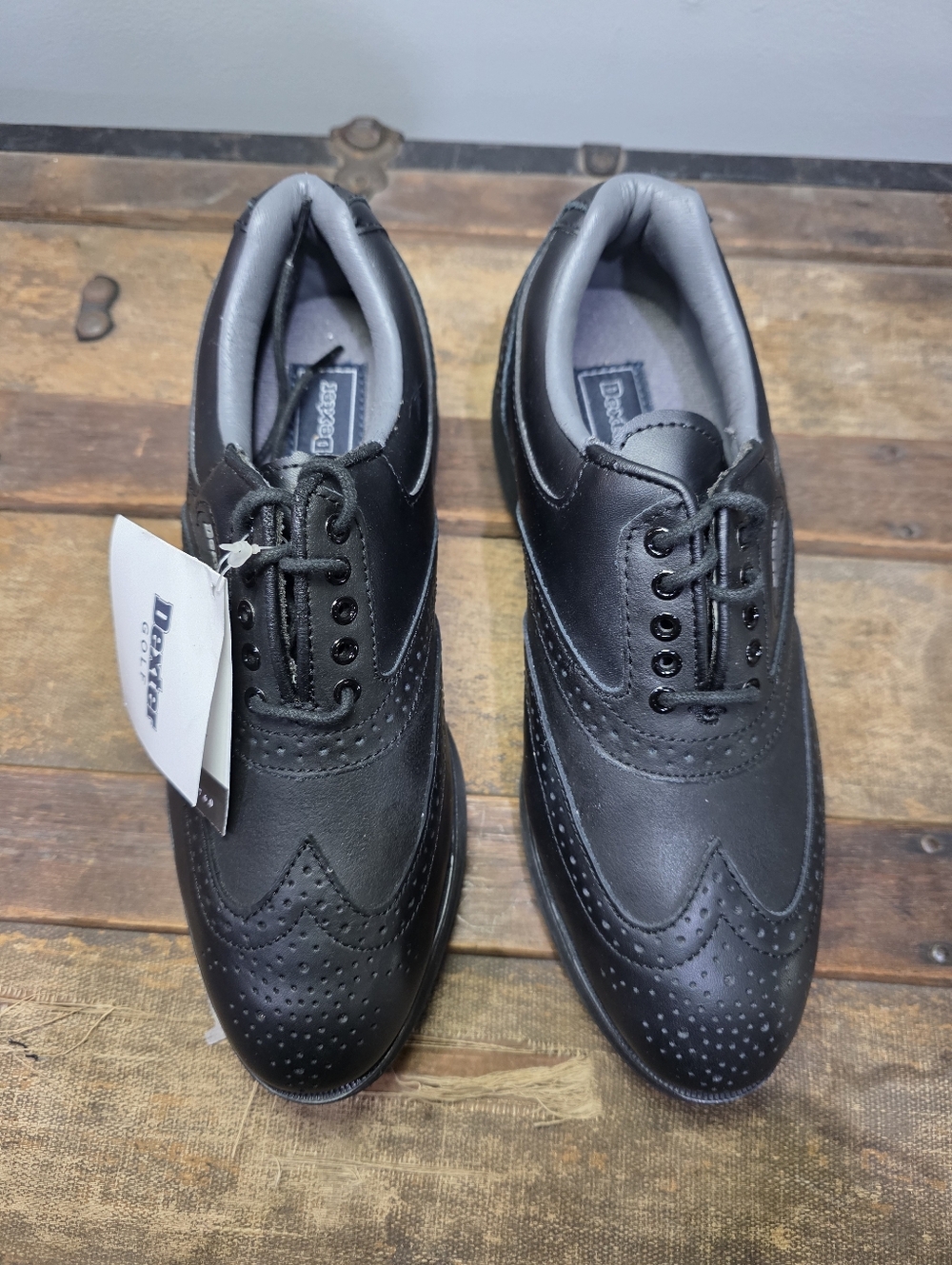 NWT Dexter Ironwood II E760 Black Wingtip Waterproof Metal Spike Golf Shoes. 6